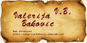 Valerija Baković vizit kartica